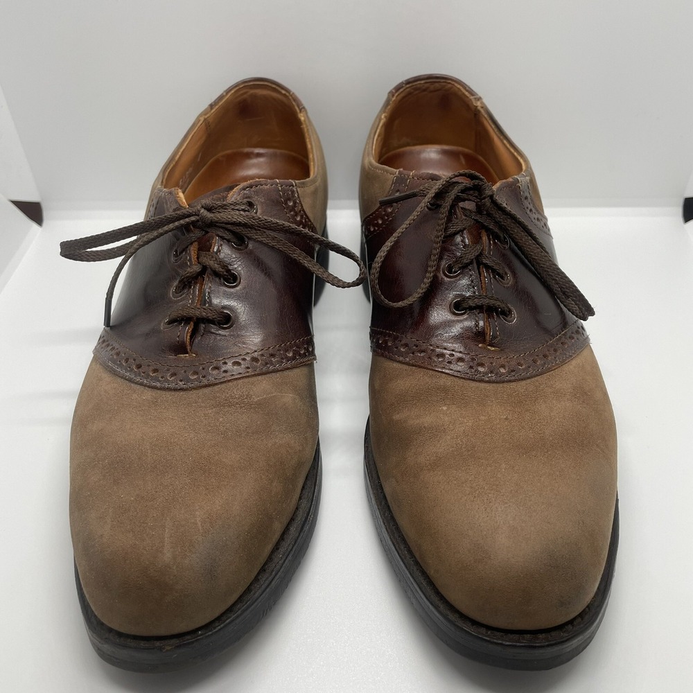 Allen Edmonds Men's Size 9 Saddle Shoes Brown 2 Tone Suede Leather Vibrate